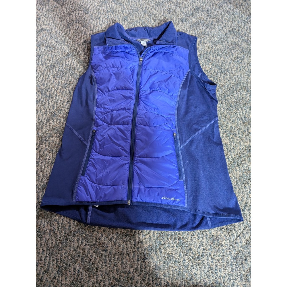Eddie Bauer First Ascent Primaloft Vest Womens Large Blue Hybrid Quilted 1555